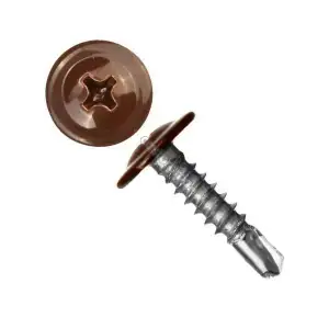 купить Саморез с прессшайбой, сверло 4.2х16 RAL8017 коричневый шоколад (упак/500шт) - IMK00384