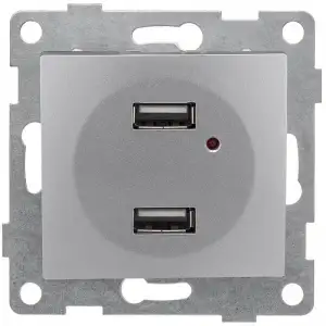 купить Розетка USB 2-м СП Bravo механизм серебр. GUSI С10USB2-004