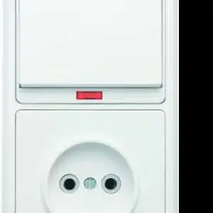 купить Блок БКВР-214 Бэлла (1-кл. выкл. с инд. + розетка) бел. Кунцево 5817