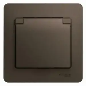 купить Розетка 1-м СП 1мод. Glossa 16А IP20 с заземл. защ. шторки с крышкой в сборе шоколад SE GSL000846