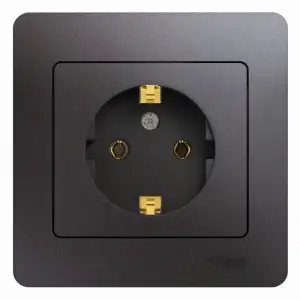 купить Розетка 1-м СП Glossa 16А IP20 250В с заземл. в сборе графит SE GSL001342