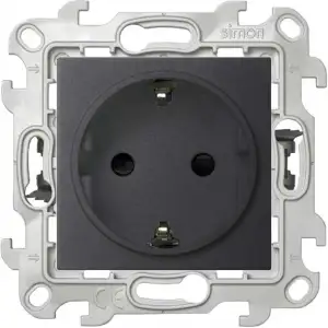 купить Розетка 1-м СП Simon 24 16А IP20 2P+E Push&Go защ. шторки механизм графит Simon 2420432-038