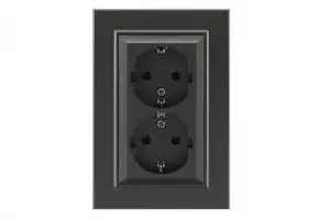 купить Розетка 2-м СП Karea 16А IP20 с/з дым. металлик Makel 56050082