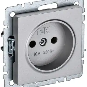 купить Розетка BRITE РС10-1-0-БрА 10А без заземл. без защ. шторок алюм. IEK BR-R10-10-K47