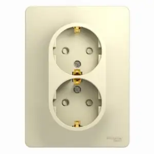 купить Розетка 2-м СП Glossa 16А IP20 с заземл. защ. шторки в сборе беж. SE GSL000226