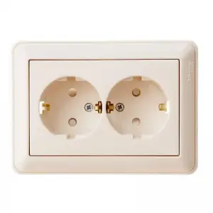 купить Розетка 2-м СП W59 16А IP20 с заземл. защ. шторки в сборе сл. кость SE RS16-255-28