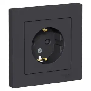 купить Розетка 1-м СП AtlasDesign 16А IP20 с заземл. защ. шторки в сборе карбон SE ATN001044