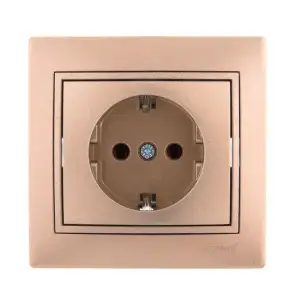 купить Розетка 1-м СП Mira 16А IP20 с заземл. со вставкой керамика свет. корич. перламутр. LEZARD 701-3131-122