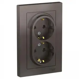купить Розетка 2-м СП AtlasDesign 16А IP20 с заземл. в сборе мокко SE ATN000624