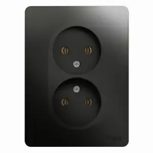 купить Розетка 2-м СП Glossa 16А IP20 без заземл. в сборе антрацит SE GSL000720