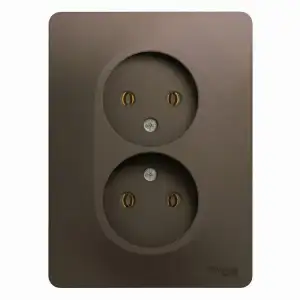 купить Розетка 2-м СП Glossa 16А IP20 250В без заземл. шоколад SE GSL000820