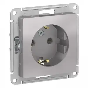 купить Розетка 1-м СП AtlasDesign 16А IP20 с заземл. механизм алюм. SE ATN000343