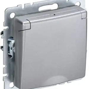 купить Розетка BRITE РСбш10-3-БрА 16А IP20 с заземл. защ. шторки с крышкой алюм. IEK BR-R16-16-K47