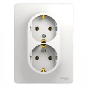 купить Розетка 2-м СП Glossa 16А IP20 с заземл. в сборе бел. SE GSL000124