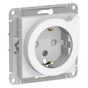 купить Розетка 1-м СП AtlasDesign 16А IP20 с заземл. защ. шторки с выталк. вилки механизм бел. SE ATN000147