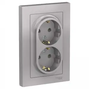 купить Розетка 2-м СП AtlasDesign 16А IP20 с заземл. в сборе алюм. SE ATN000324