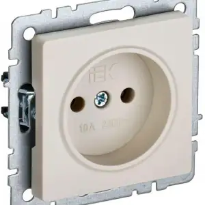 купить Розетка BRITE РС10-1-0-БрКр 10А без заземл. без защ. шторок беж. IEK BR-R10-10-K10