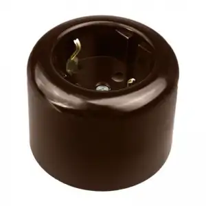 купить Розетка с заземляющим контактом R керамика корич. Bironi R1-101-02