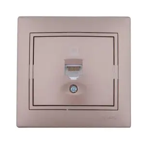 купить Розетка компьютерная 1-м СП Mira RJ45 16А IP20 со вставкой свет. корич. перламутр. LEZARD 701-3131-139