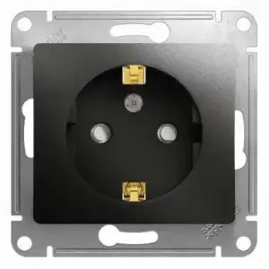 купить Розетка 1-м СП 1мод. Glossa 16А IP20 с заземл. защ. шторки механизм антрацит SE GSL000745