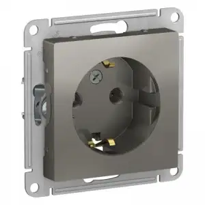 купить Розетка 1-м СП AtlasDesign 16А IP20 с заземл. механизм сталь SE ATN000943