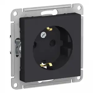 купить Розетка 1-м СП AtlasDesign 16А IP20 с заземл. защ. шторки механизм карбон SE ATN001045