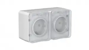 купить Розетка двойная ОП AtlasDesign PROFI IP54 заземл. защ. шторки 16А сер. SE ATN543026