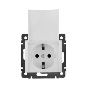 купить Розетка 1-м СП Valena 16А IP21 2P+E с заземл. защ. шторки с крышкой винты механизм бел. Leg 774422
