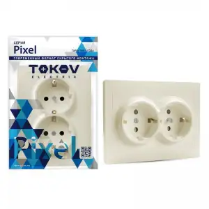 купить Розетка 2-м СП Pixel 16А IP20 с заземл. защ. шторки в сборе беж. TOKOV ELECTRIC TKE-PX-R2FZSF-C02