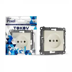купить Розетка 1-м СП Pixel 16А IP20 без заземл. механизм беж. TOKOV ELECTRIC TKE-PX-R1-C02