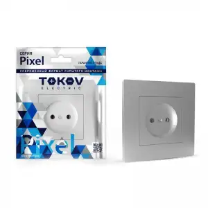купить Розетка 1-м СП Pixel 16А IP20 без заземл. в сборе алюм. TOKOV ELECTRIC TKE-PX-R1F-C03