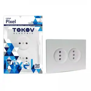 купить Розетка 2-м СП Pixel 16А IP20 без заземл. в сборе перламутр. TOKOV ELECTRIC TKE-PX-R2F-C04
