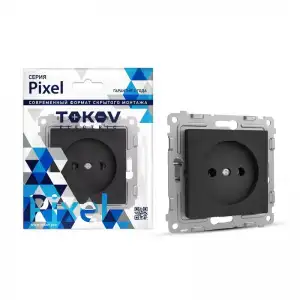 купить Розетка 1-м СП Pixel 16А IP20 без заземл. механизм карбон TOKOV ELECTRIC TKE-PX-R1-C14
