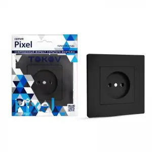 купить Розетка 1-м СП Pixel 16А IP20 без заземл. в сборе карбон TOKOV ELECTRIC TKE-PX-R1F-C14