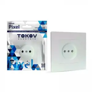 купить Розетка 1-м СП Pixel 16А IP20 без заземл. в сборе перламутр. TOKOV ELECTRIC TKE-PX-R1F-C04