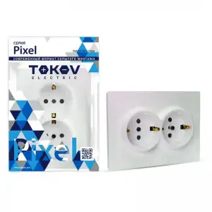 купить Розетка 2-м СП Pixel 16А IP20 с заземл. защ. шторки в сборе перламутр. TOKOV ELECTRIC TKE-PX-R2FZSF-C04