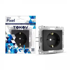купить Розетка 1-м СП Pixel 16А IP20 с заземл. механизм карбон TOKOV ELECTRIC TKE-PX-R1Z-C14