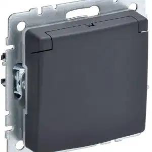 купить Розетка BRITE РСбш10-3-БрГ 16А IP20 с заземл. защ. шторки с крышкой графит IEK BR-R16-16-K53