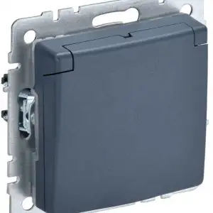 купить Розетка BRITE РСбш10-3-БрМ 16А IP20 с заземл. защ. шторки с крышкой маренго IEK BR-R16-16-K35