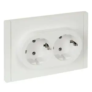 купить Розетка 2-м СП FORTE&PIANO FP224 16А с заземл. без защ. шторок безвинт. крепл. бел. IEK FP-R21-16-1-K01