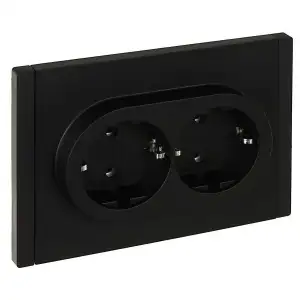 купить Розетка 2-м СП FORTE&PIANO FP124 16А с заземл. без защ. шторок безвинт. крепл. черн. IEK FP-R21-16-1-K02