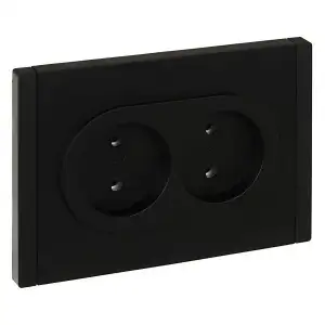 купить Розетка 2-м СП FORTE&PIANO FP126 10А без заземл. без защ. шторок безвинт. крепл. черн. IEK FP-R20-10-1-K02