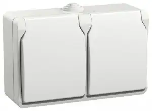 купить Розетка 2-я ОП Форс РСб22-3-ФБ 16А IP54 с заземл. защ. шторки бел. IEK ERS22-K01-16-54-DC