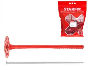 купить Дюбель для теплоизоляции 10х220 мм с металлич. гвоздем (30 шт в дой-паке) STARFIX
