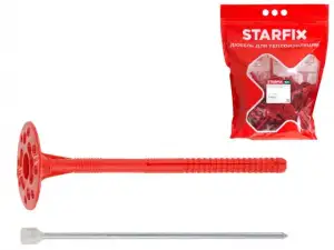 купить Дюбель для теплоизоляции 10х180 мм с металлич. гвоздем, термогол. (30 шт в дой-паке) STARFIX