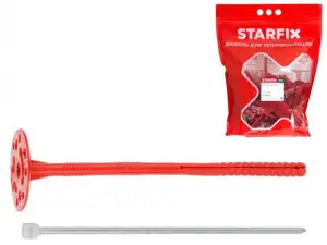 купить Дюбель для теплоизоляции 10х220 мм с металлич. гвоздем, термогол. (30 шт в дой-паке) STARFIX