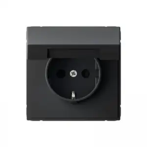 купить Розетка ArtGallery 16А IP20 с заземл. со шторками с крышкой быстрозажим. клем. механизм карбон SE GAL001046S