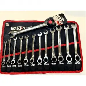 купить Ключи комбинированные рожково-накидные с трещоткой 8-19мм + ключ 22мм (YT-0201), набор 13пр. "Yato"