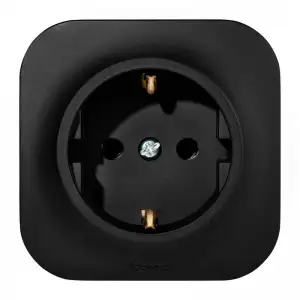 купить Розетка 1-м ОП Quteo 16А IP20 2P+E с заземл. без защ. шторок черн. матов. Leg 782472