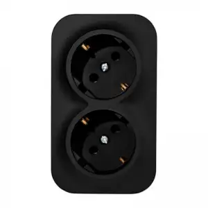 купить Розетка 2-м ОП Quteo 16А IP20 250В 2х2P+E с заземл. без защ. шторок черн. матов. Leg 782470